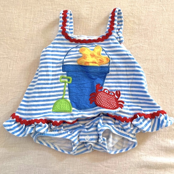 The Bailey Boys Other - SOLD-  Bailey Boys baby girl beach summer bubble romper onesie, size 6m